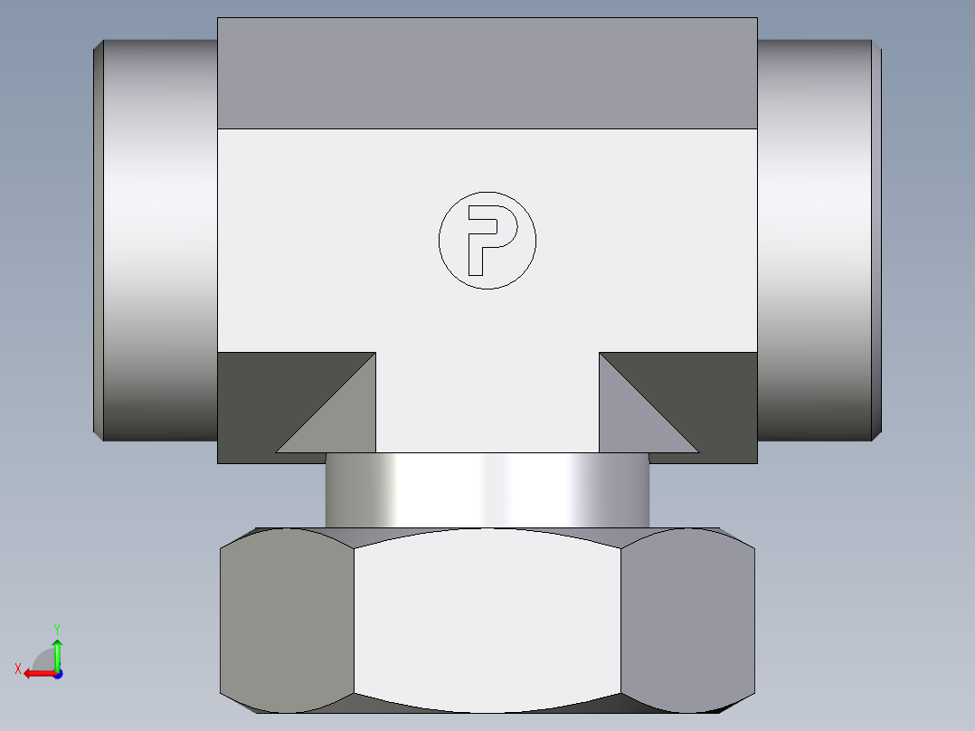 卡套式工业通用硬管接头EO_Standpipe_branch_tee_EVT42LOMD71后视图