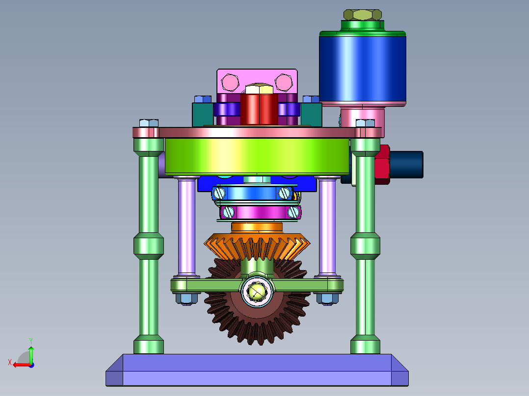 单缸卧式蒸汽机模型后视图