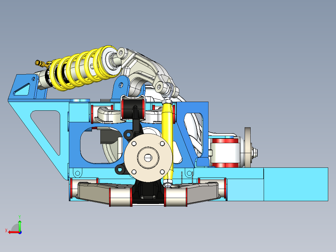 小型跑车悬臂悬架后视图