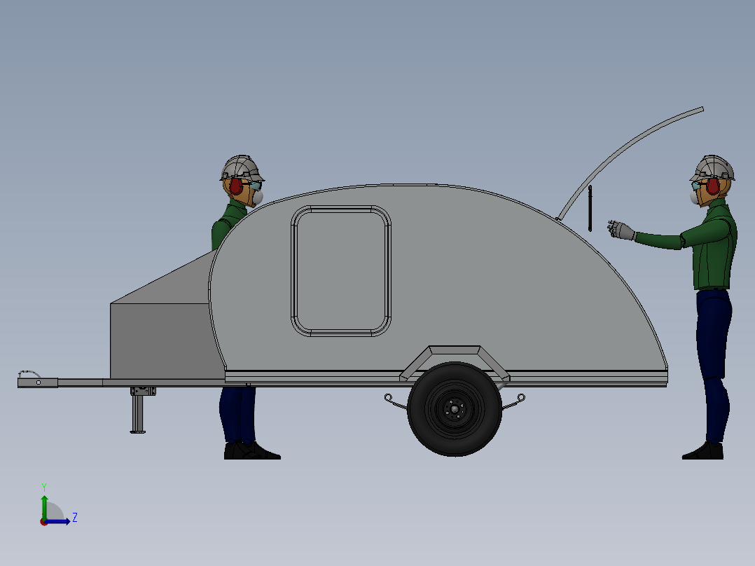 精美拖车模型左视图