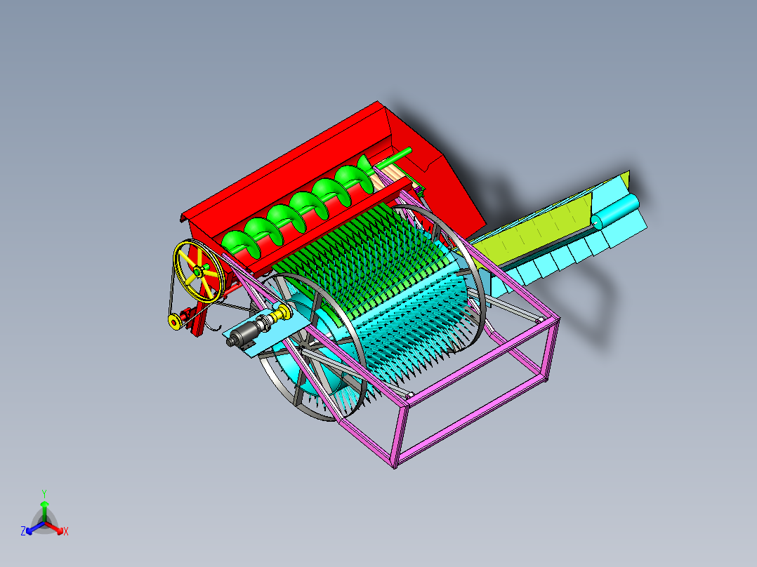 打瓜收获机正等轴测图