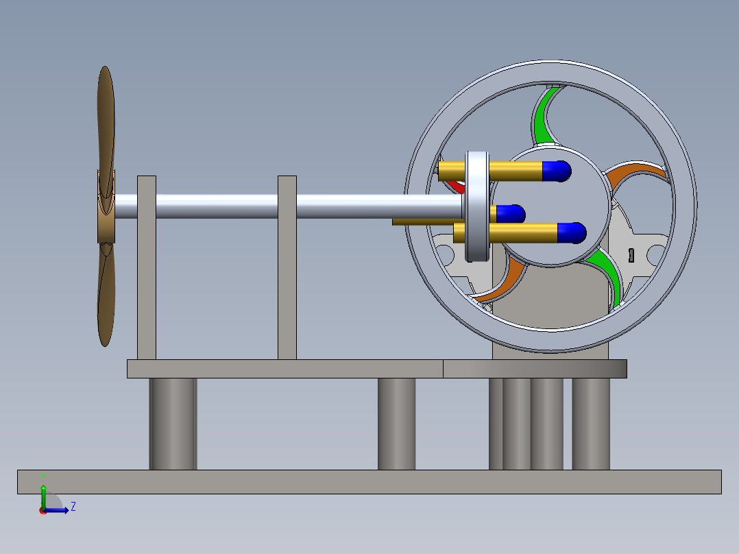 90度无齿轮传动弯头机构3D数模图纸 Solidworks设计左视图