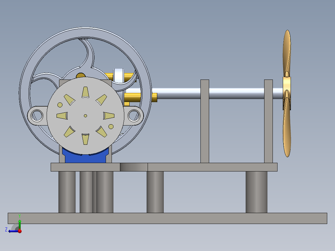 90度无齿轮传动弯头机构3D数模图纸 Solidworks设计右视图