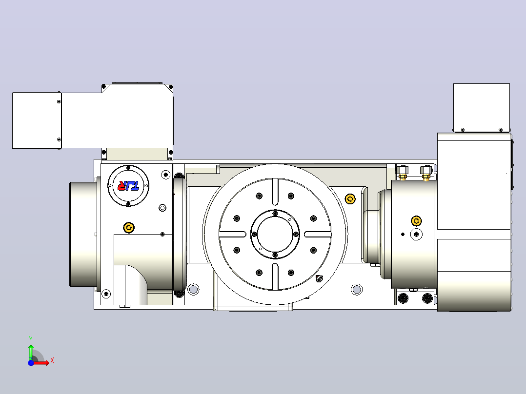 TJR第五轴转台结构3D图纸+step+f3d格式前视图