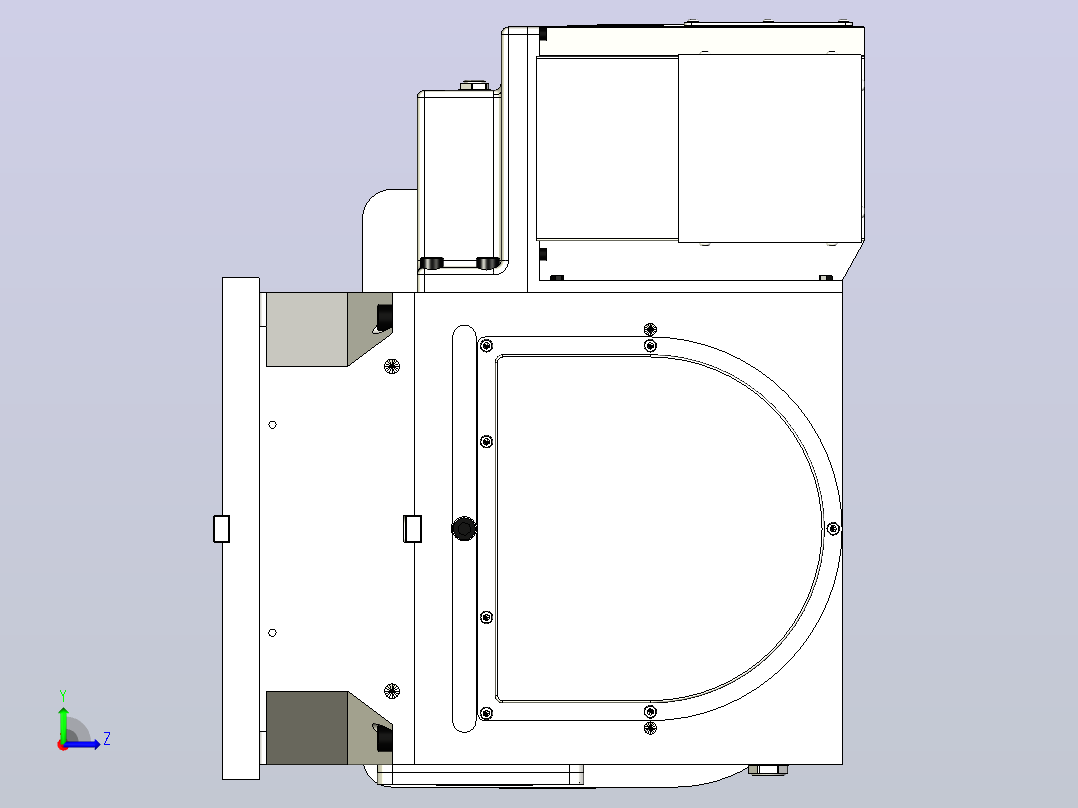 TJR第五轴转台结构3D图纸+step+f3d格式左视图