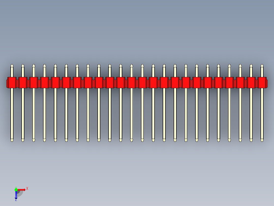 彩色公头100mil（2.54mm）系列-DS1021_red_1x24p_100mil_Type5_rev1.0俯视图