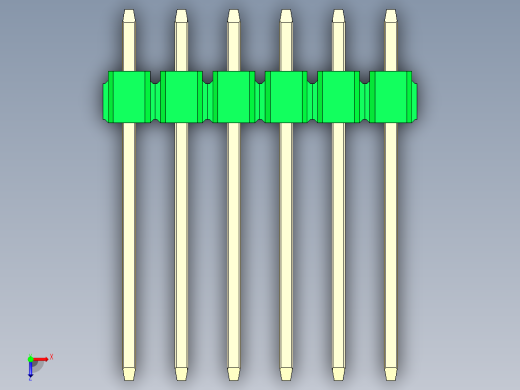 彩色公头100mil（2.54mm）系列-DS1021_green_2x06p_100mil_Type5_rev1.0俯视缩略图