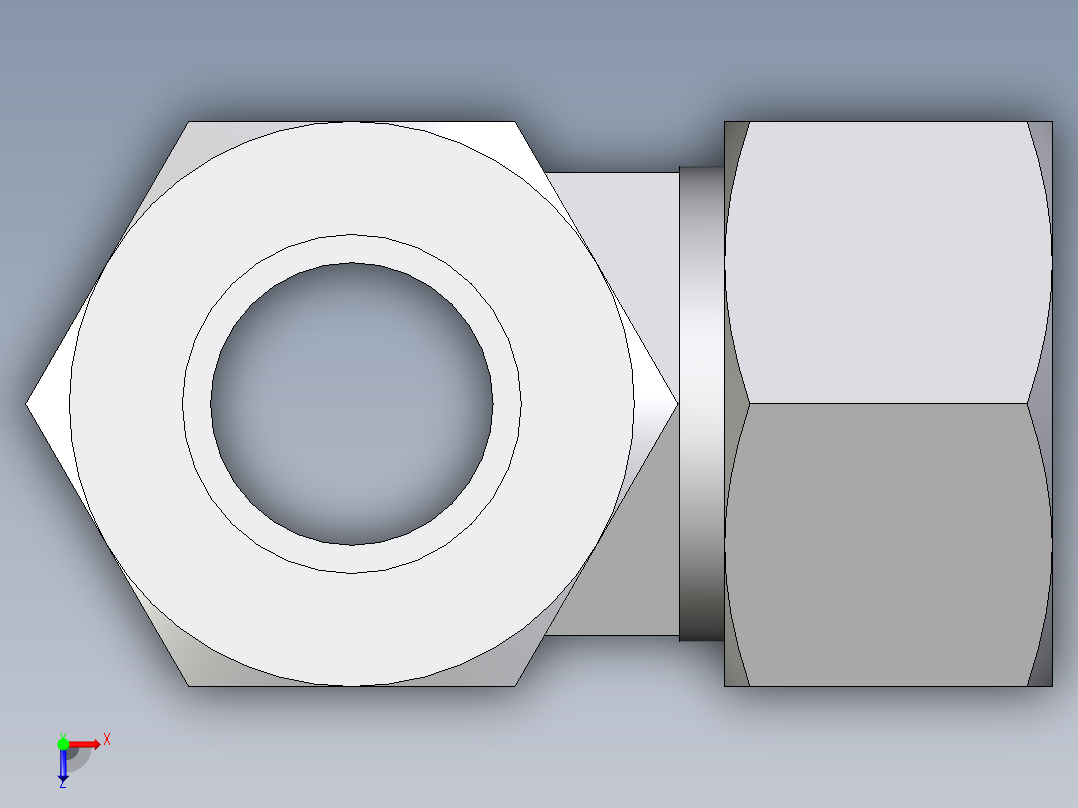 卡套式工业通用硬管接头EO_Swivel_nut_run_tee_EL30SCF俯视图