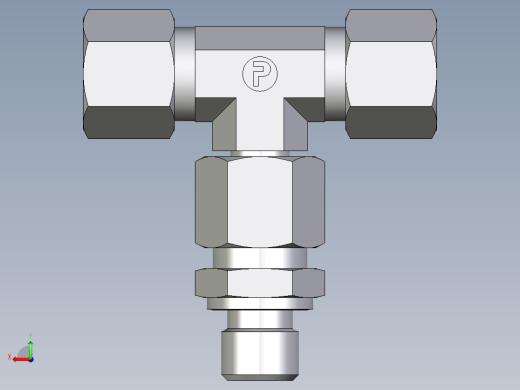卡套式工业通用硬管接头EO_Assembled_adjustable_standpipe_branch_tee_EVT10LR71后视缩略图