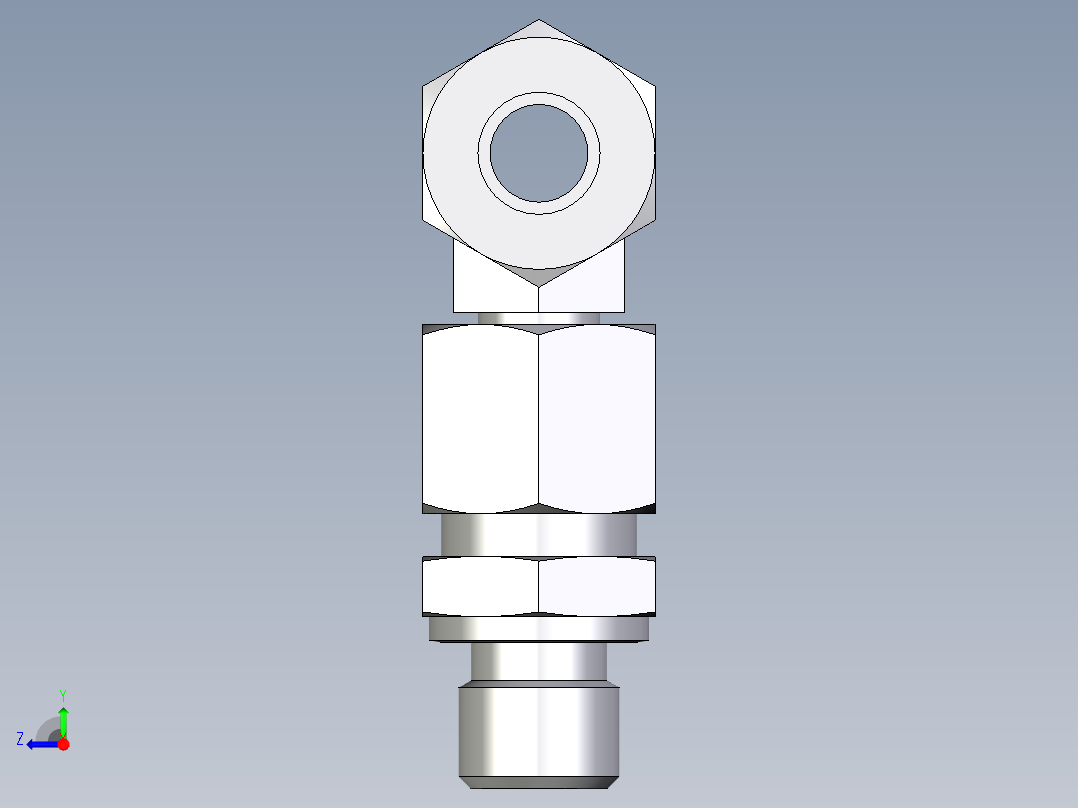 卡套式工业通用硬管接头EO_Assembled_adjustable_standpipe_branch_tee_EVT10LR71右视图