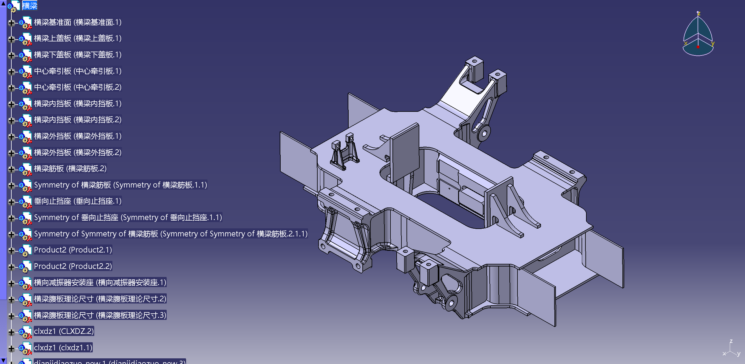 动车构架和横梁