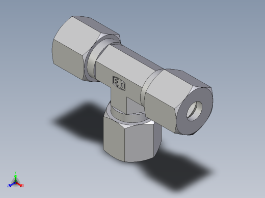 卡套式工业通用硬管接头EO_Union_tee_T08SCF正等轴测缩略图