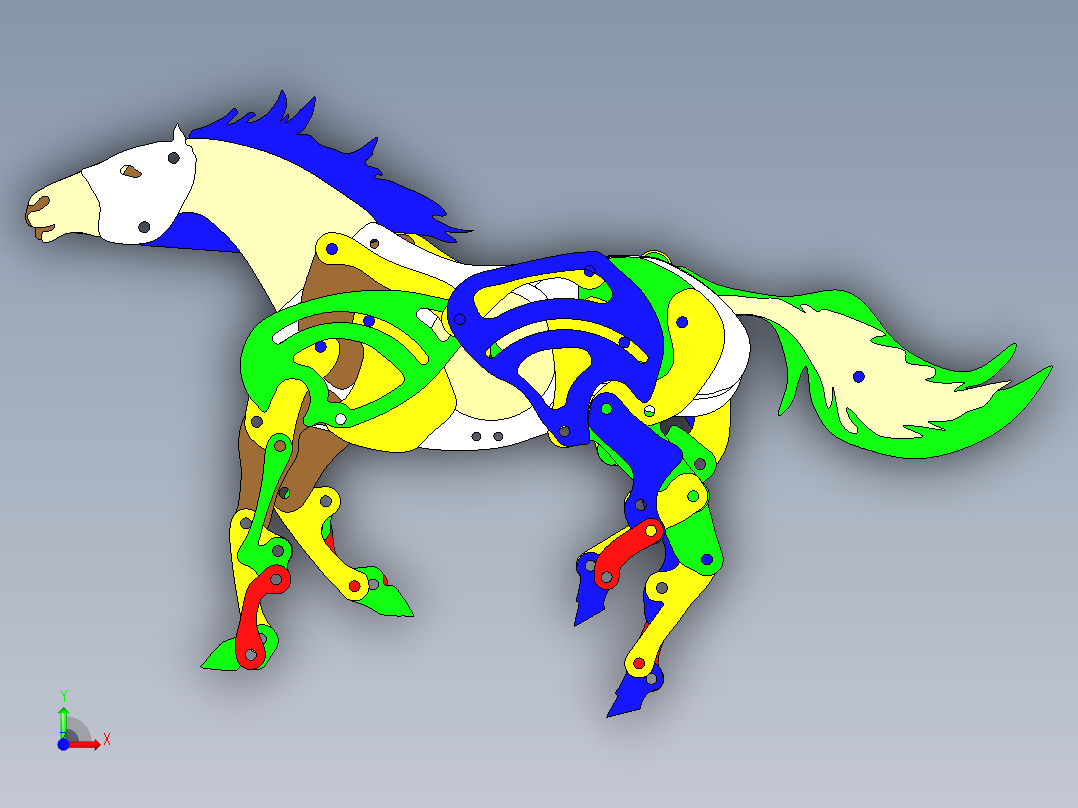 机械马结构3D前视图