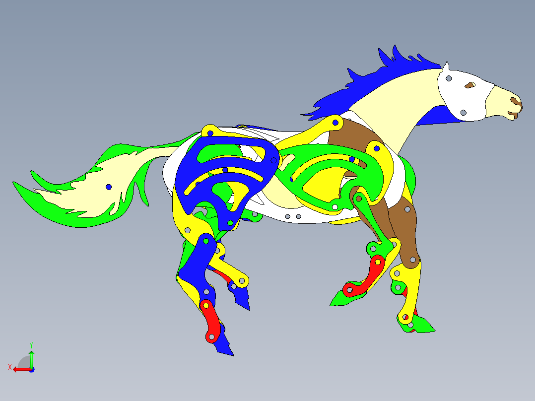 机械马结构3D后视图