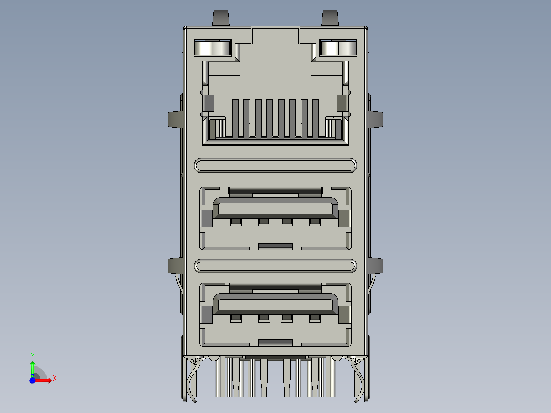 带局域网的双USB前视图