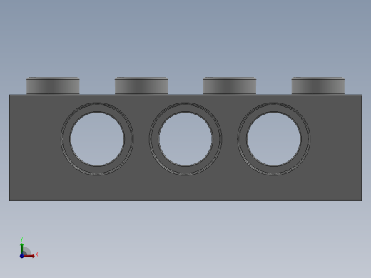 乐高机械组积木（横梁）-370101 White Technic Brick 1 x 4 with Holes前视缩略图