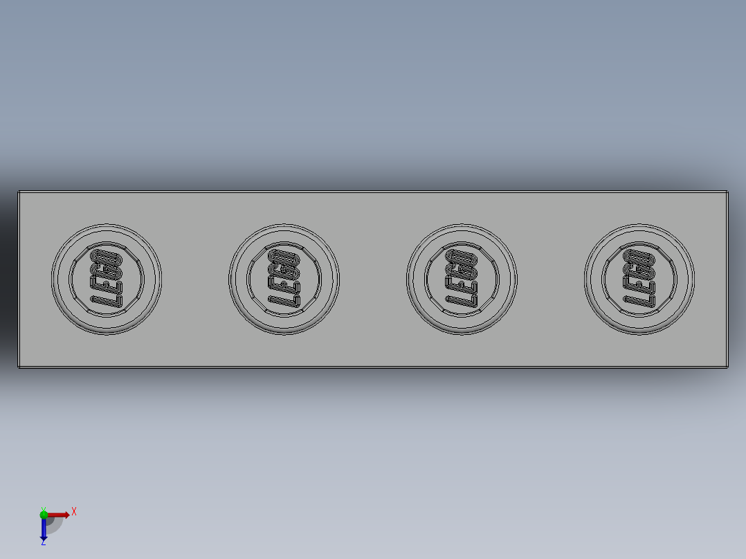 乐高机械组积木（横梁）-370101 White Technic Brick 1 x 4 with Holes俯视图