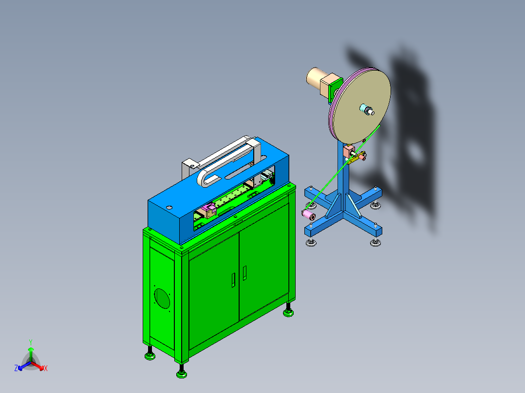 放料架与直线送机配合使用3D模型