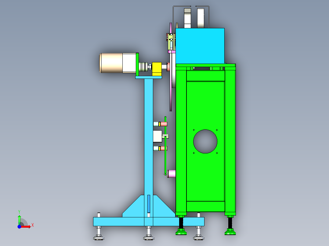 放料架与直线送机配合使用3D模型前视图