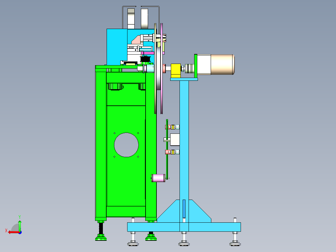 放料架与直线送机配合使用3D模型后视图