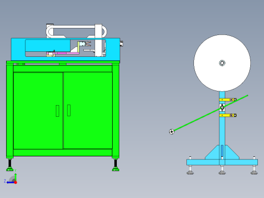 放料架与直线送机配合使用3D模型右视缩略图
