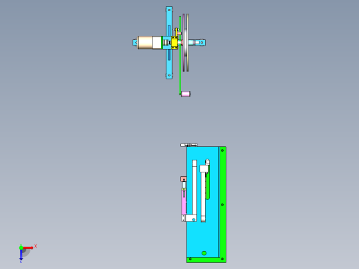 放料架与直线送机配合使用3D模型俯视缩略图