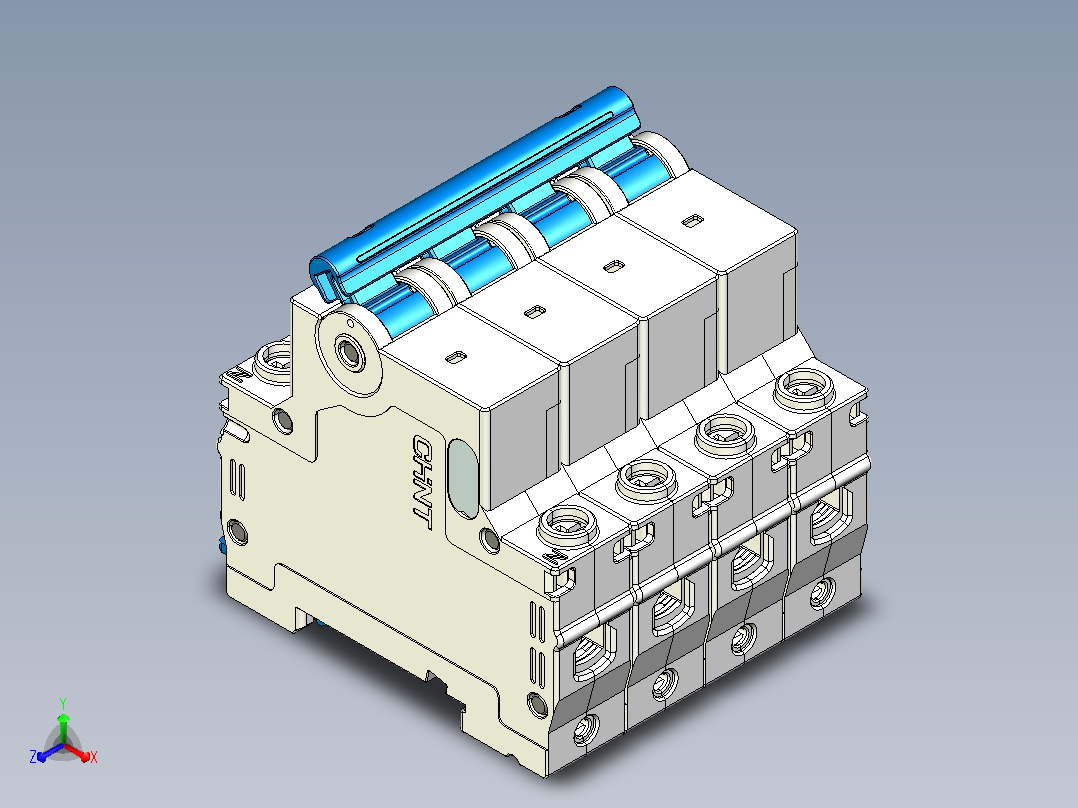 NBDP-63 3P&amp;N小型断路器三维模型202404主视图