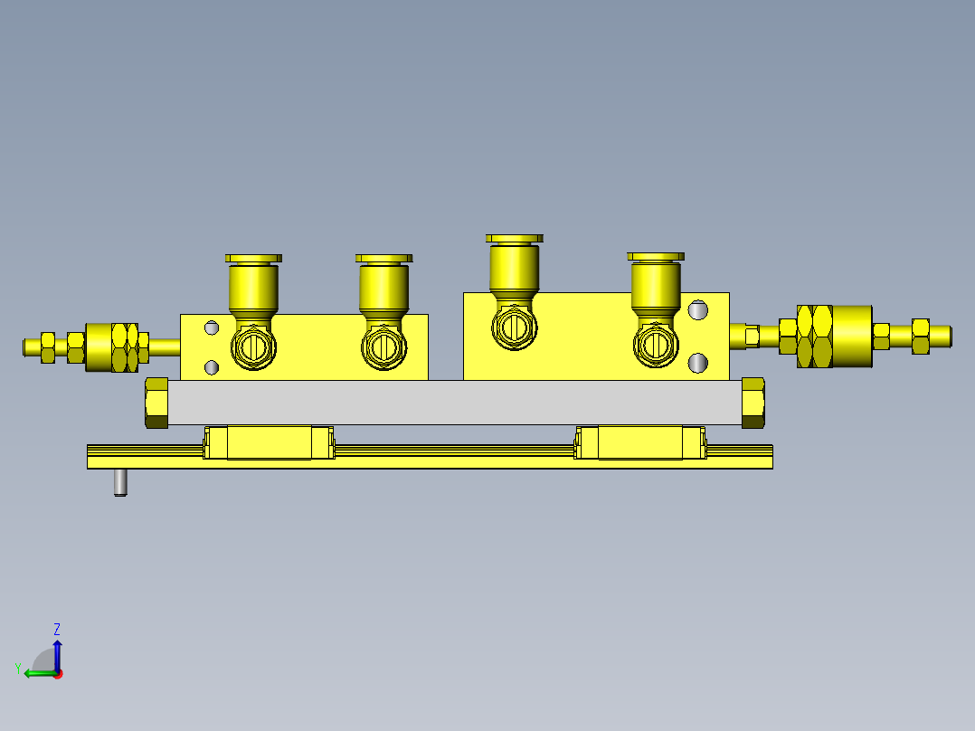 气动气缸直列2段冲程机构左视图