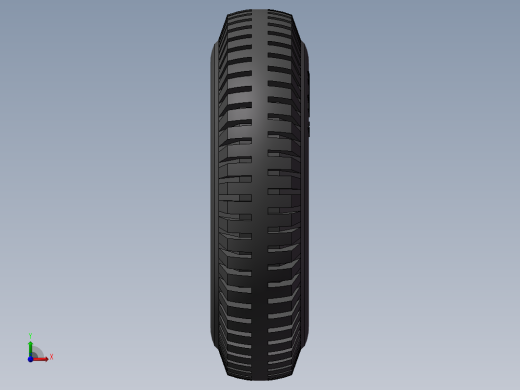 三轮摩托车前后外胎3D模型前视缩略图