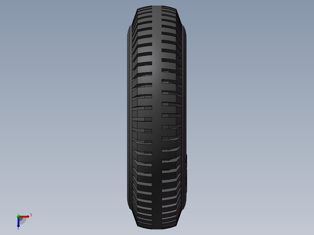 三轮摩托车前后外胎3D模型俯视图