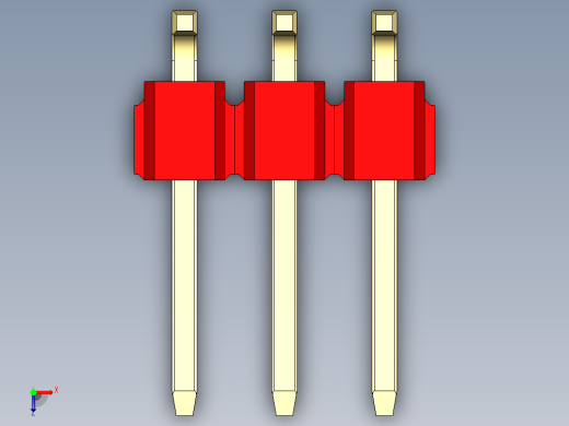 彩色公排针 100mil 2.54mm 系列-DS1022_red_06p_100mil_TypeSMT_rev1.0俯视缩略图