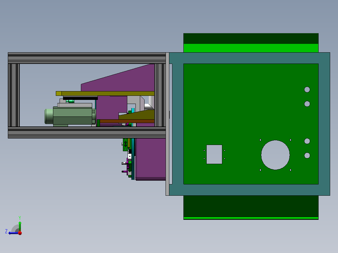 USB 外壳打孔机_SolidWorks右视图