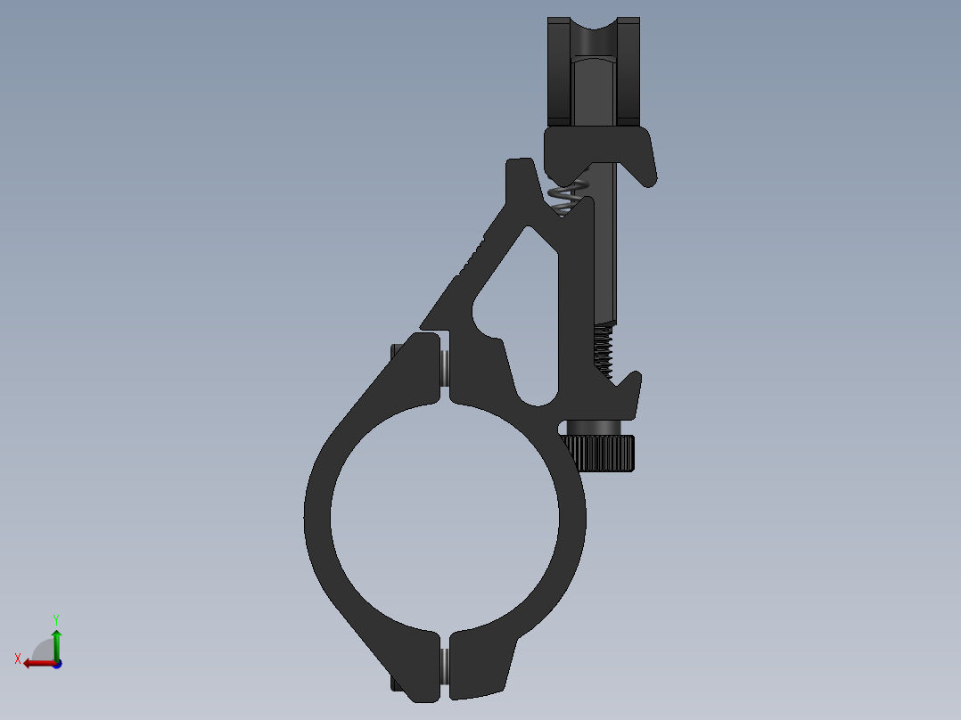 导轨上的快速安装1英寸战术手电筒支架后视图