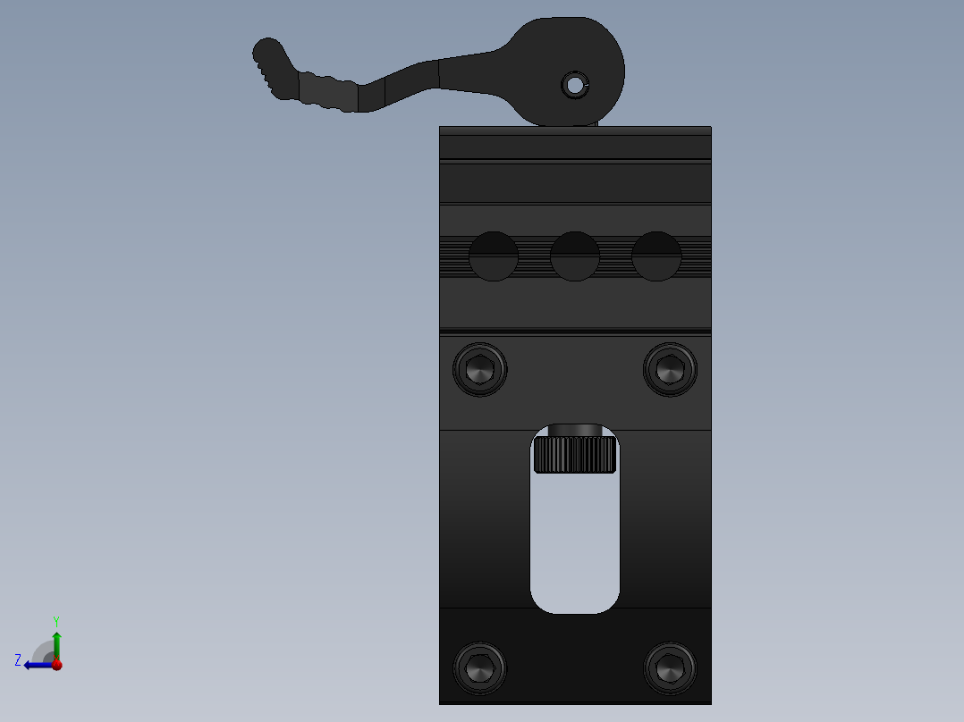 导轨上的快速安装1英寸战术手电筒支架右视图