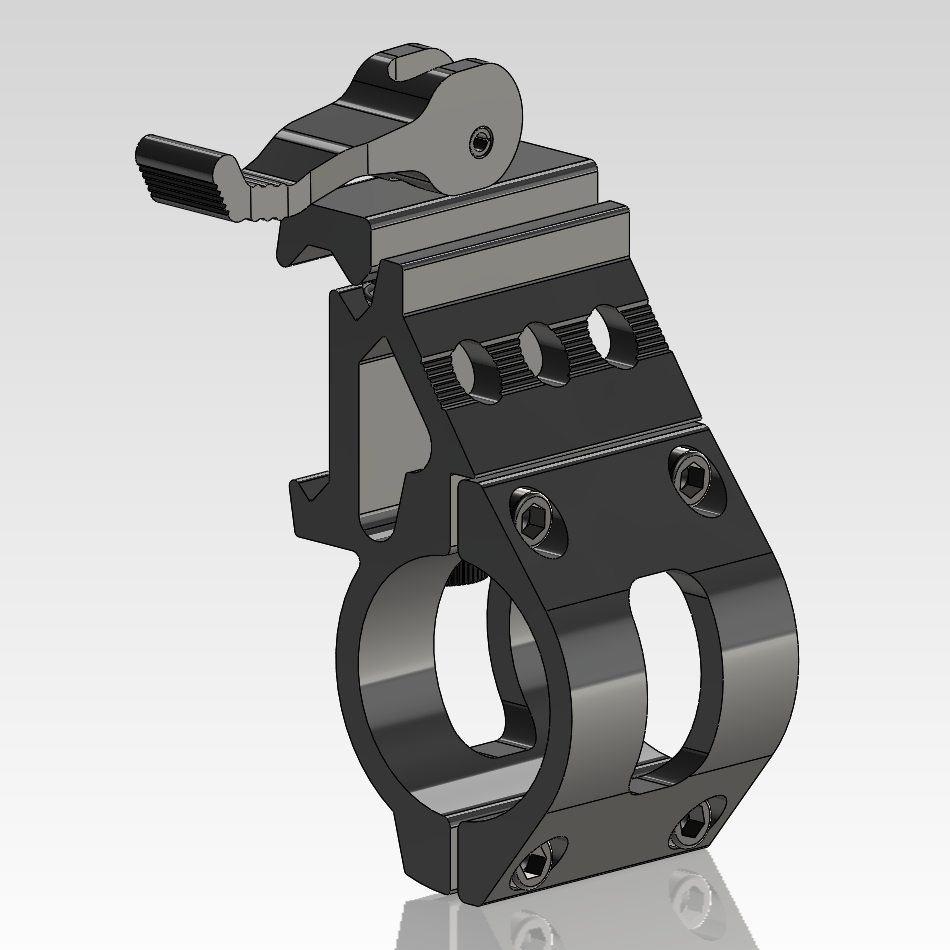 导轨上的快速安装1英寸战术手电筒支架