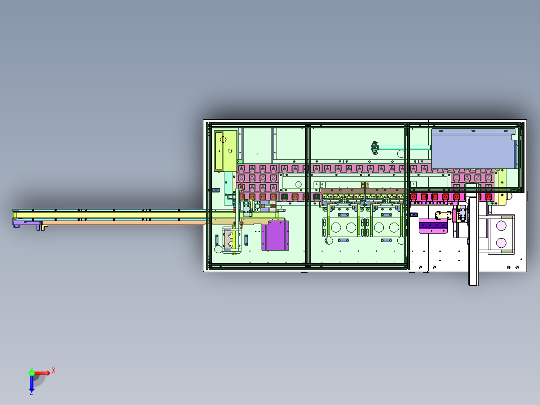 手机充电器自动测试点胶组装线俯视图