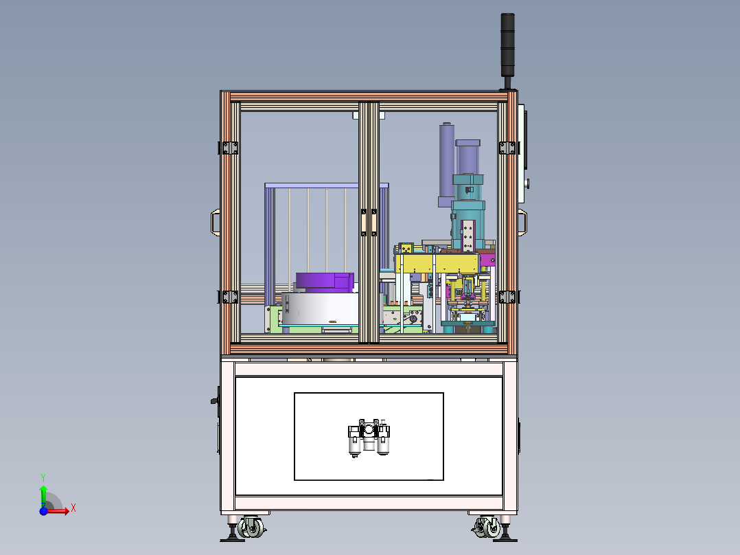 G594 齿轮轴承压装机 工件自动组装 治具循环前视图