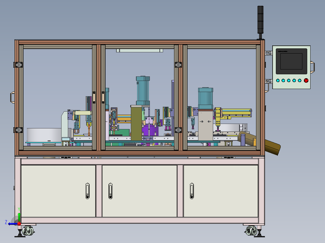G594 齿轮轴承压装机 工件自动组装 治具循环右视图