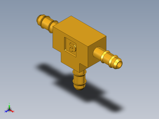 工业通用螺蚊管倒齿式工业硬管接头Union Tee 224-5_32正等轴测缩略图