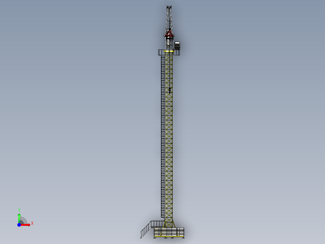 tower crane塔式起重机3D数模图纸 STEP格式前视图