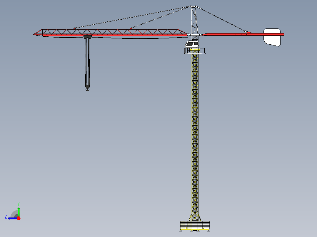 tower crane塔式起重机3D数模图纸 STEP格式右视图