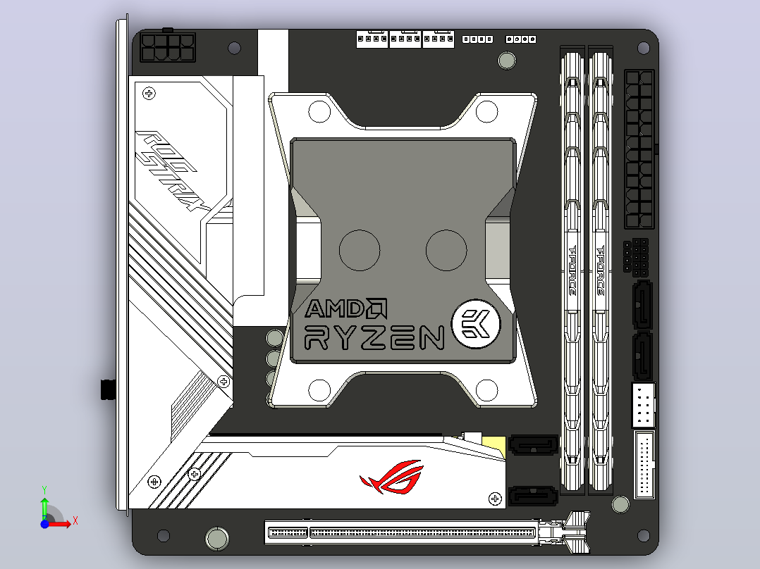 rog x570i主板前视图