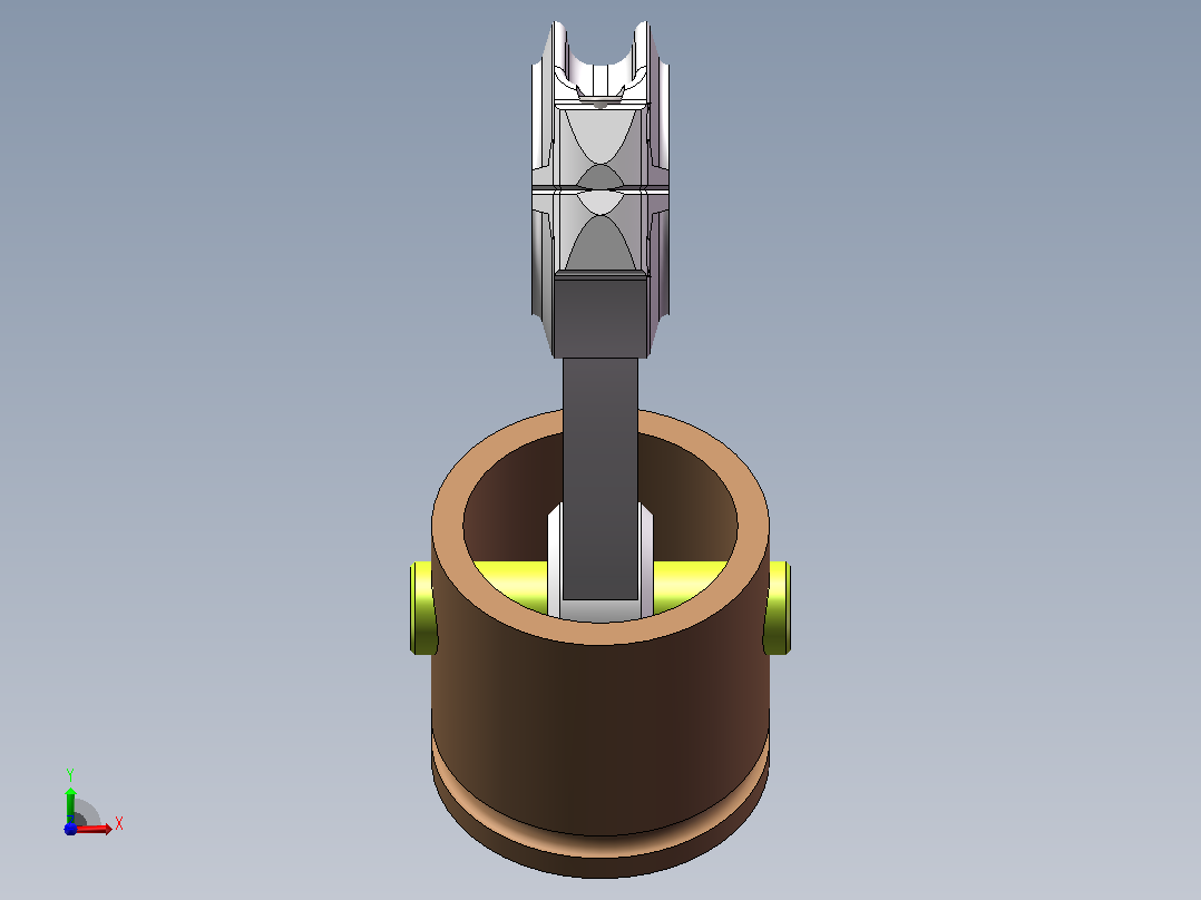 97410JJ-195柴油发动机活塞连杆组设计CAD图纸+solidworks三维模型+说明书前视图