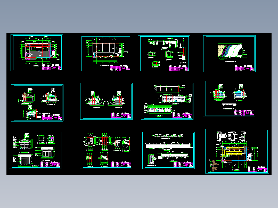 用作室外茶室酒吧水景工程的单层木结构房屋别墅全套施工图纸