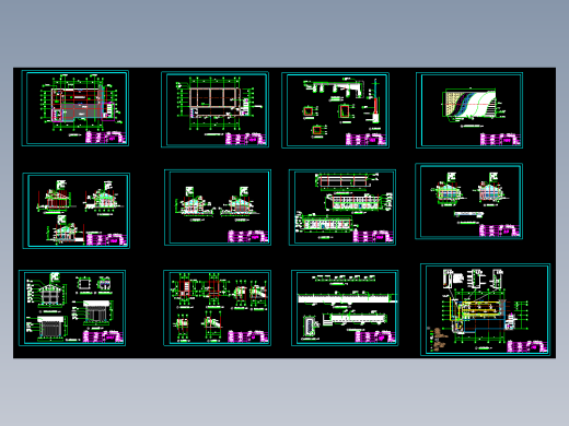 用作室外茶室酒吧水景工程的单层木结构房屋别墅全套施工图纸