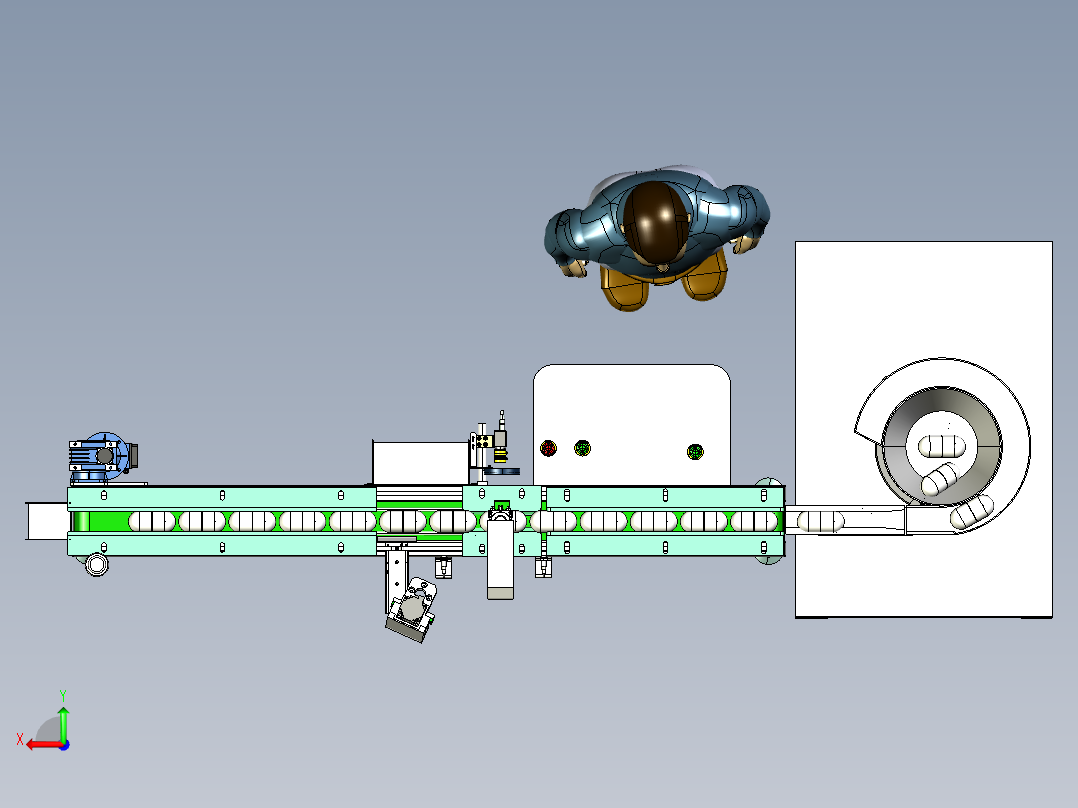 零件自动检测线3D模型后视图