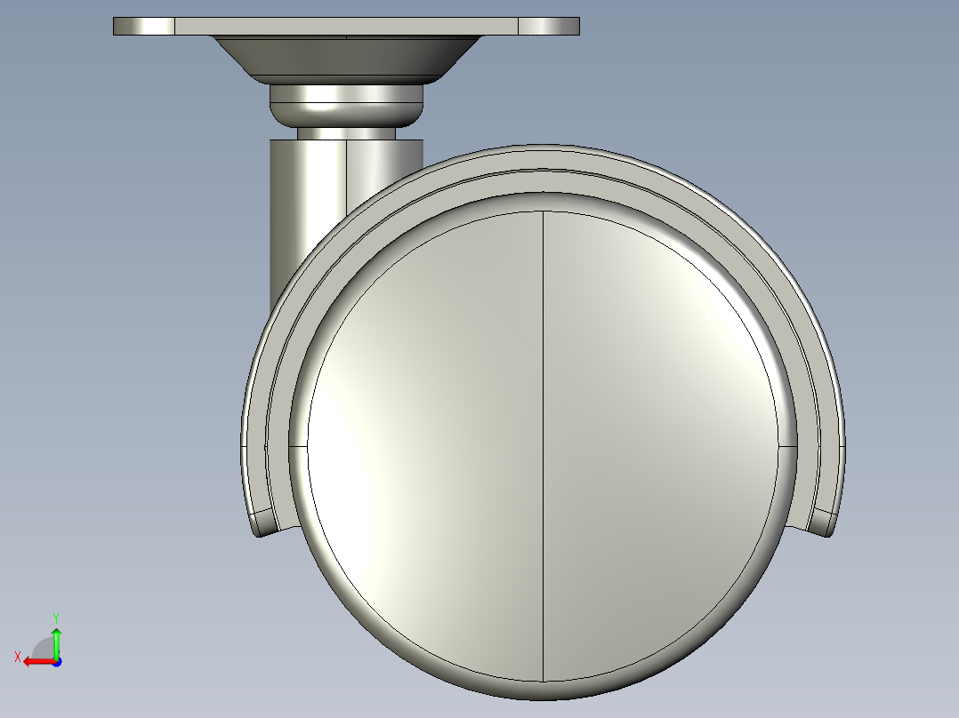 箱体普通滚轮后视图