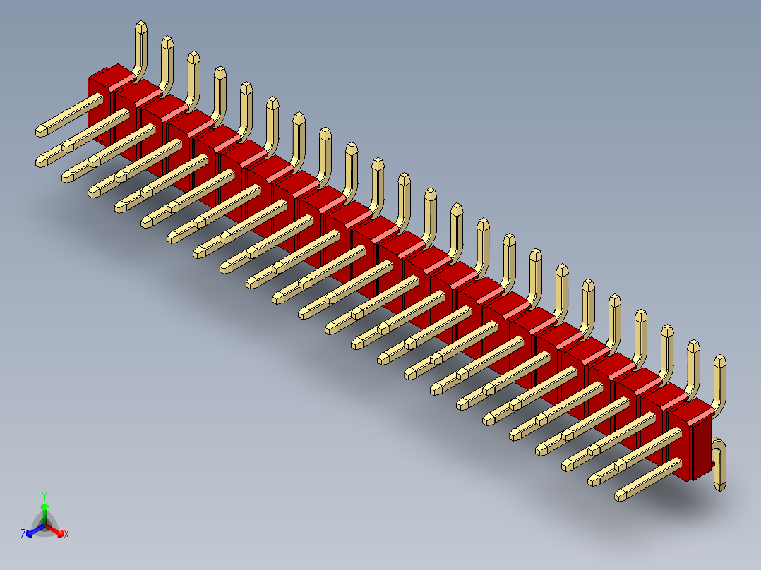 彩色公排针 100mil 2.54mm 系列-DS1022_red_46p_100mil_TypeSMT_rev1.0主视图