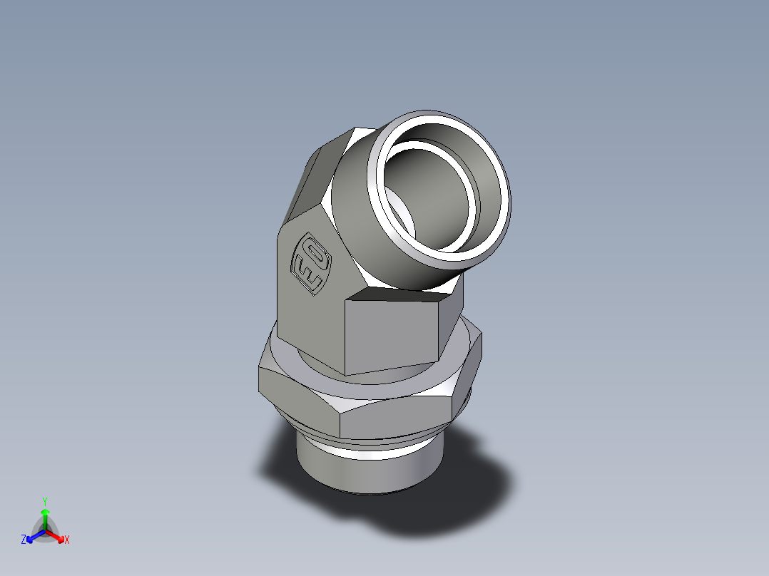 卡套式工业通用硬管接头EO_Adjustable_locknut_45_deg_elbow_VEE22LROMDCF主视图