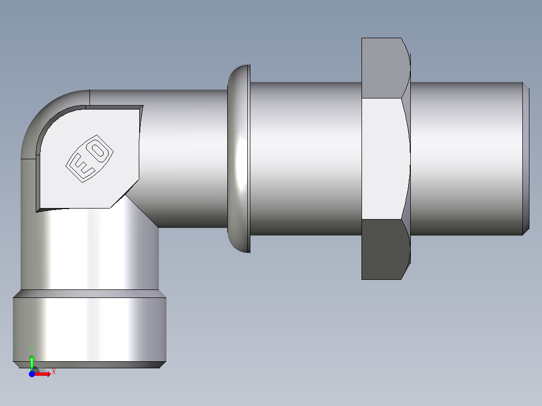 卡套式工业通用硬管接头EO_Bulkhead_elbow_WSV14SOMDCF前视图